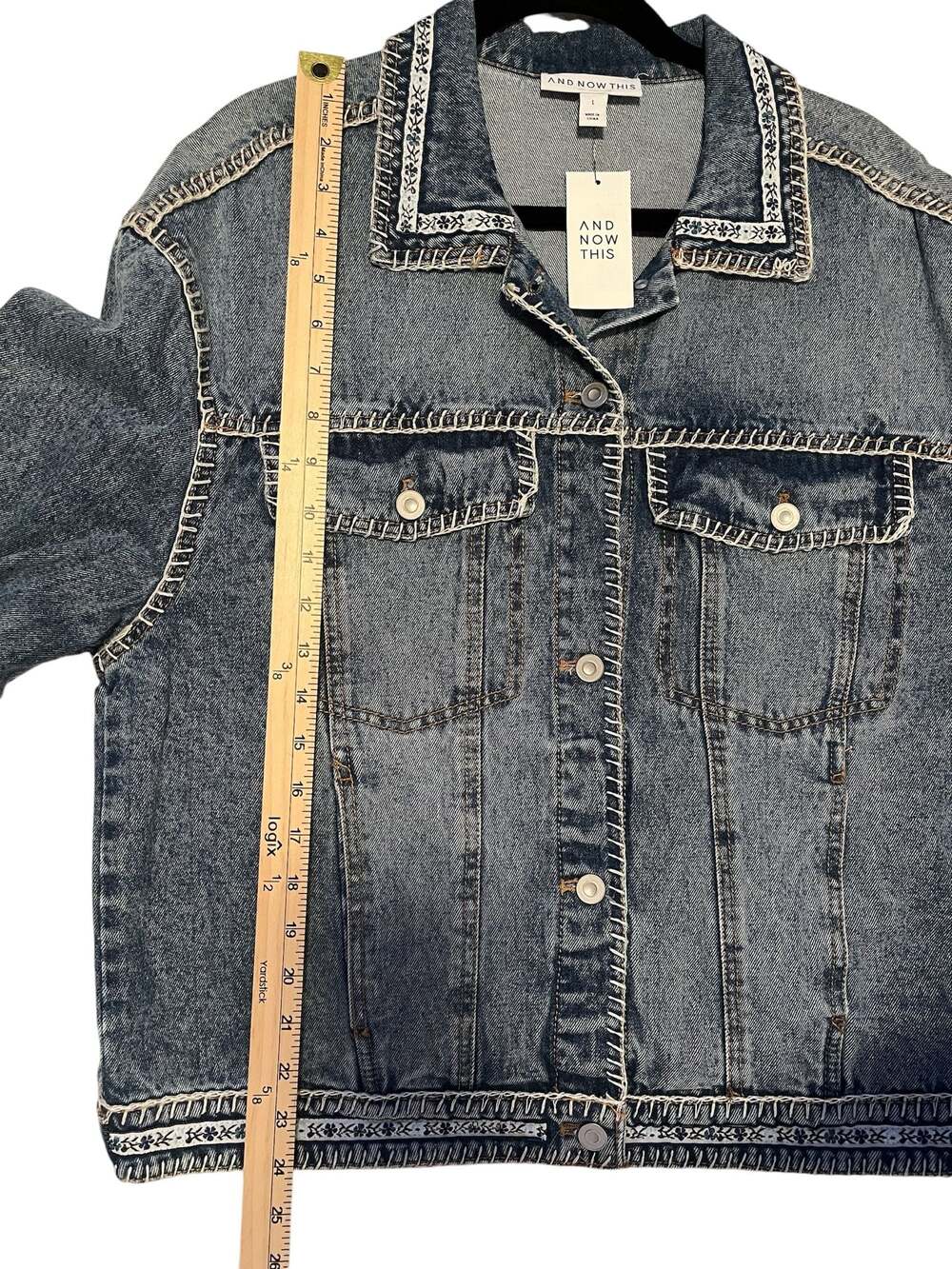 NWT And Now This Oversized Embroidered Denim Jacket (FB2) - Picture 5 of 6